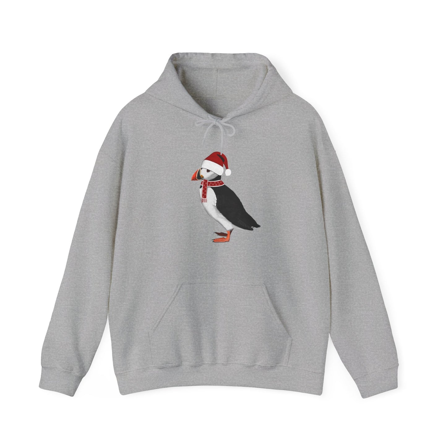 Puffin Christmas Bird with Santa Hat Birdwatcher Birdlover Hoodie