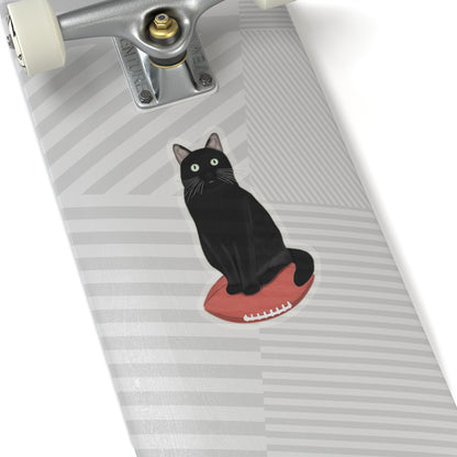 Black Cat with Football Cat Lover Sticker