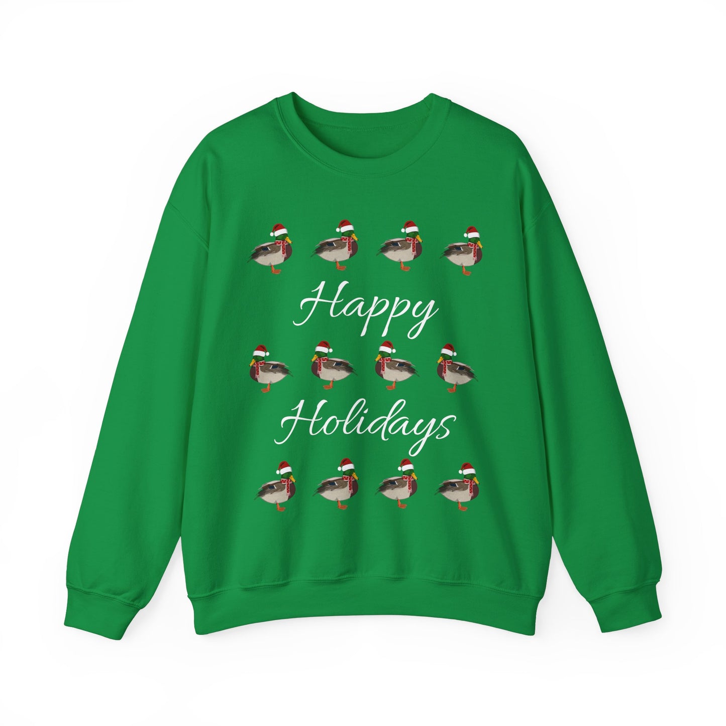 Mallard as Santa with Hat and Scarf Happy Holidays Birdwatcher Christmas Bird Sweatshirt