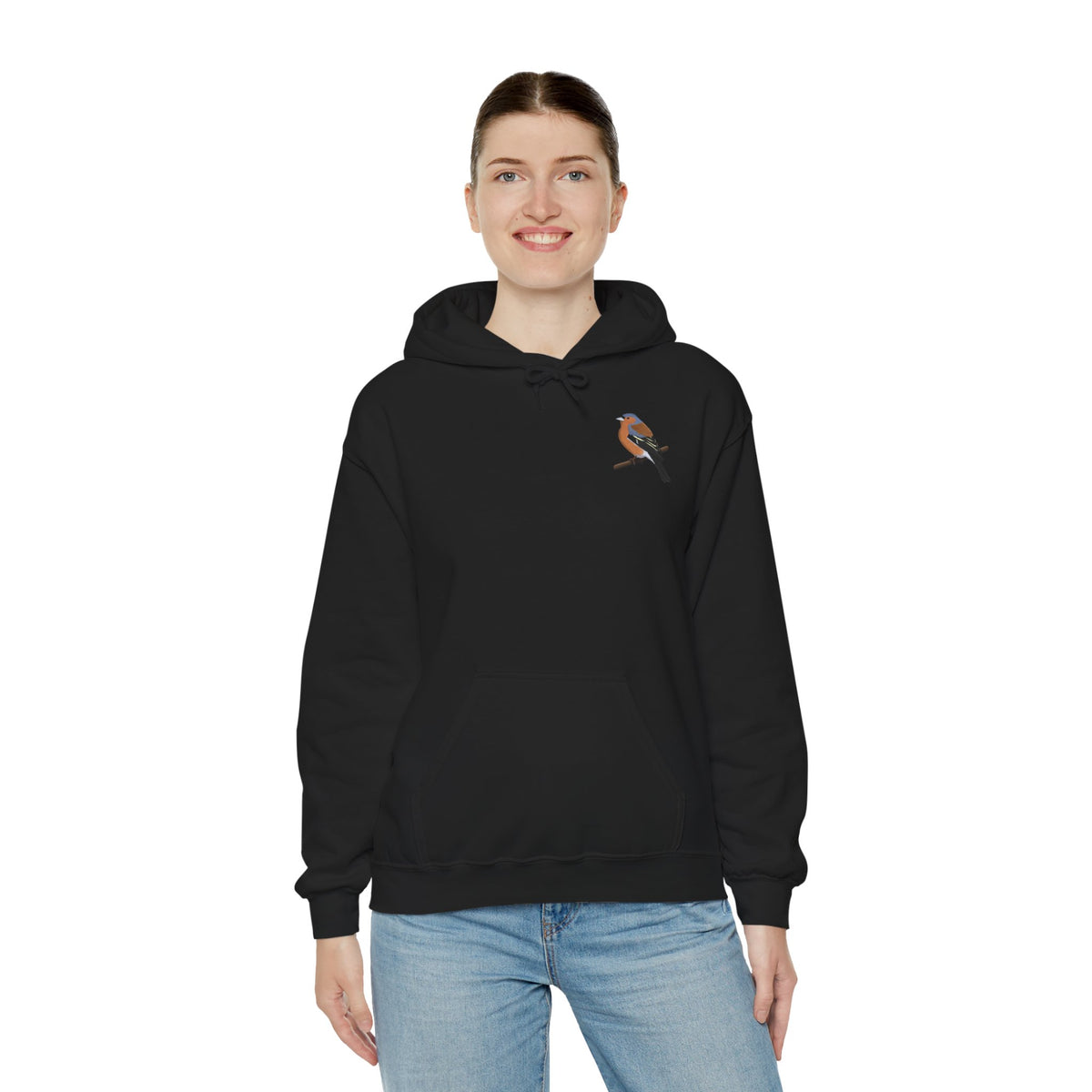 Buchfink Kapuzenpullover – Dezenter Vogel-Hoodie mit kleinem Brustmotiv für Naturfreunde