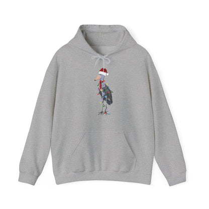 Schuhschnabel Weihnachts-Hoodie - Vogel als Weihnachtsmann mit Lichterkette Sweater