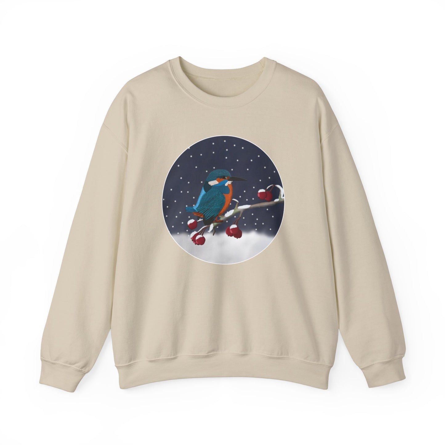 Kingfisher on a Winter Branch Birdwatcher Christmas Bird Sweatshirt