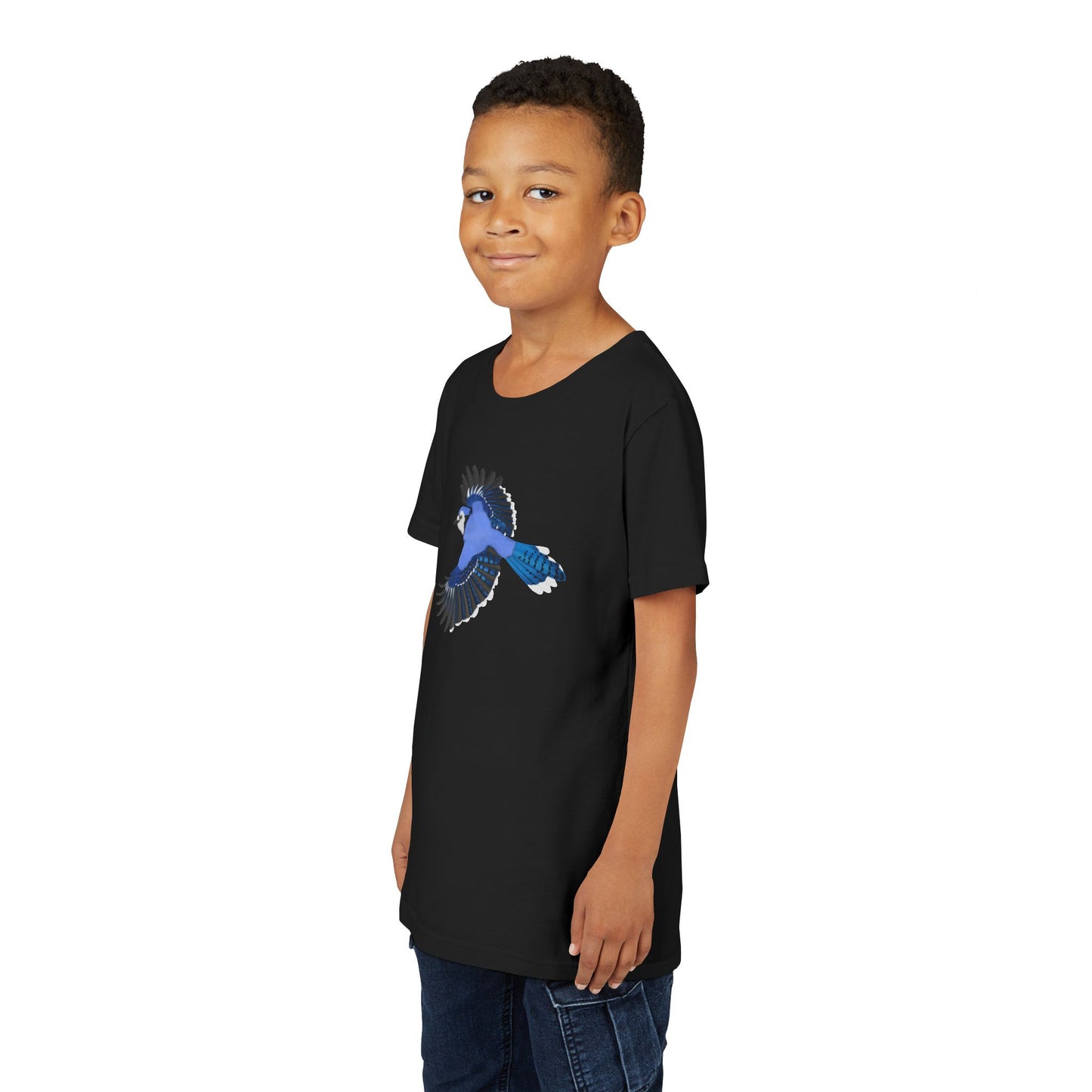 Blue Jay Flying Birding & Birdwatching Bird Youth T-Shirt