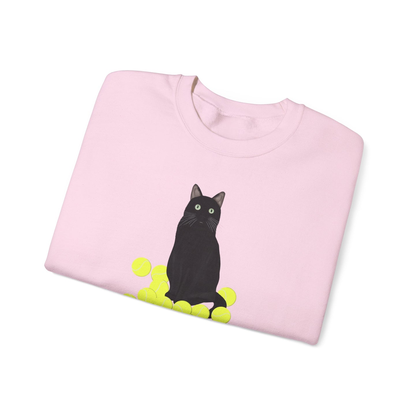 Black Cat with Tennis Balls Cat Lover Sweatshirt