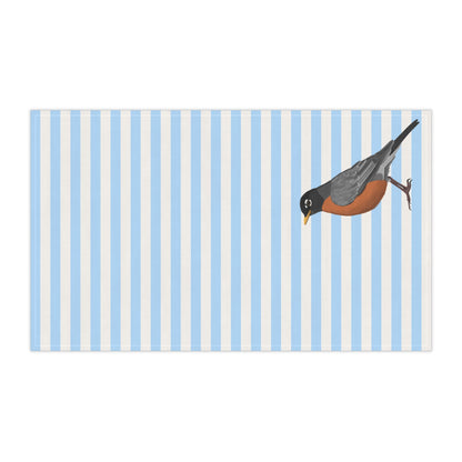 Robin Bird Art Kitchen Towel Blue White 18" × 30"