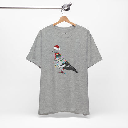 Pigeon with Fairy Lights Christmas Bird T-Shirt