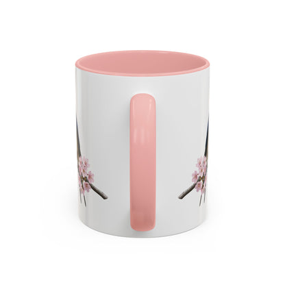 Barn Swallow Cherry Blossom Mug | Pink Ceramic Coffee Cup for Bird Lovers