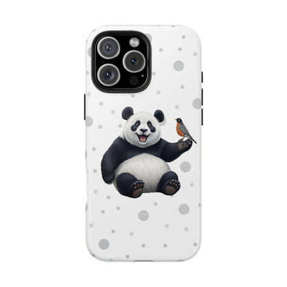 Cute Panda Bear with American Robin Animal iPhone Case - Dual-Layer PC/TPU Protective Cover for iPhone