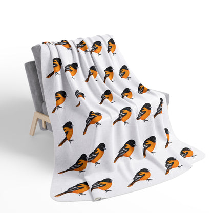 Baltimore Oriole Art Fleece Sherpa Blanket (60"x80") - Thick, Ultra-Soft & Cozy Throw for Bird Lovers