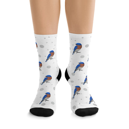 Bluebird Socks White Bird Socks for Bird Lovers One Size