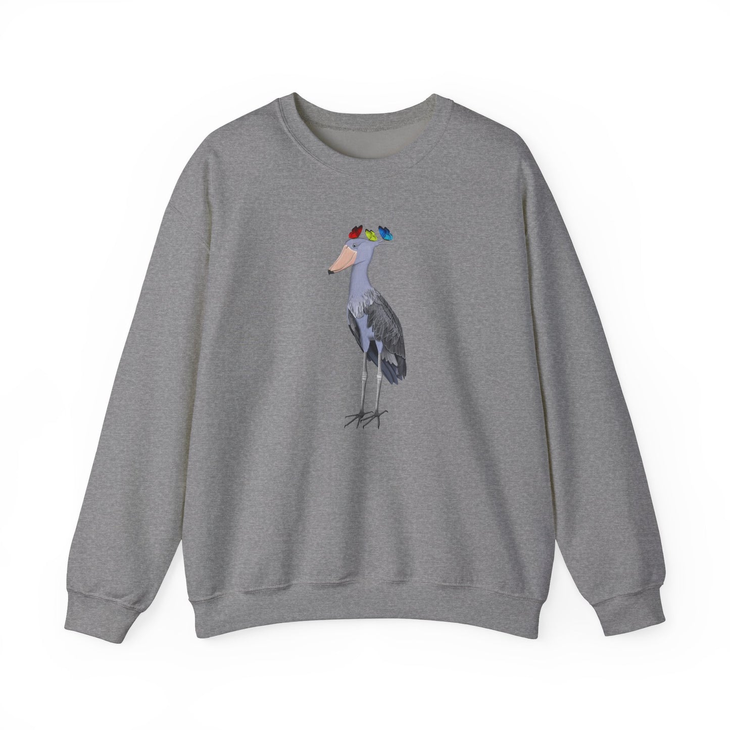 Shoebill with Butterflies Bird Birding & Birdwatching Sweatshirt