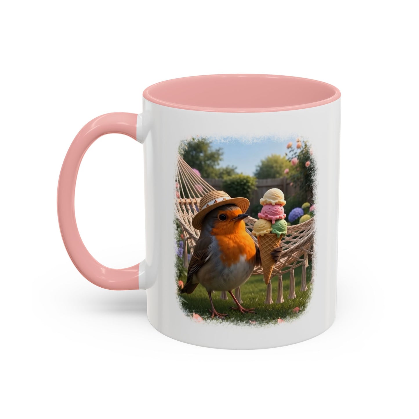 Robin Rosi Ice Cream Garden Premium Mug for Bird Lovers