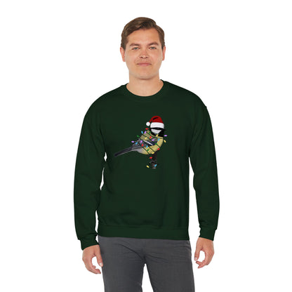 Chickadee with Fairy Lights Santa Claus Christmas Bird Sweatshirt