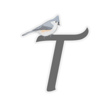 Tufted Titmouse Letter T Bird Kiss-Cut Sticker