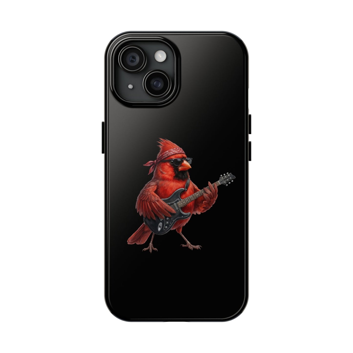 Cardinal with Guitar iPhone Case – Premium Tough Phone Cover Black