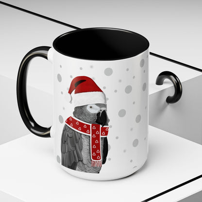 Grey Parrot Christmas Bird Coffee Mug