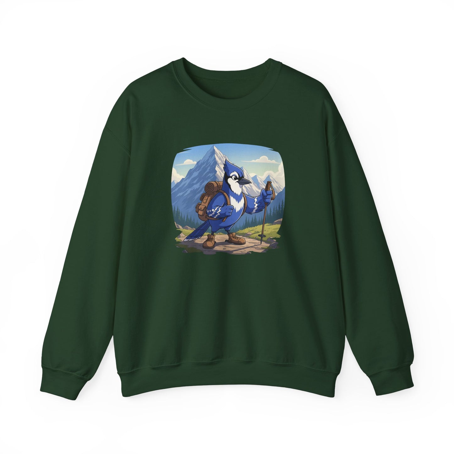 Blue Jay Hiking Sweatshirt Funny Blue Jay on a Hike Bird Watchers & Bird Lovers