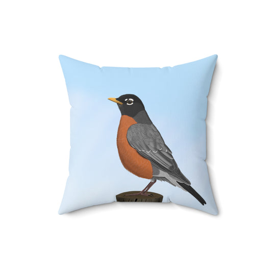 Robin Birdlover Bird Throw Pillow 16"x16"