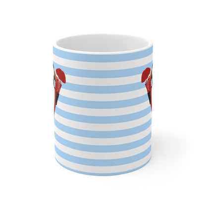 Papageitaucher Vogel Tasse als Geschenk zur Einschulung Blau Weiß