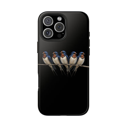 ツバメの二層式iPhoneケース（鳥のアート入り） – 鳥類学者や鳥好きの方へのプレゼントに最適