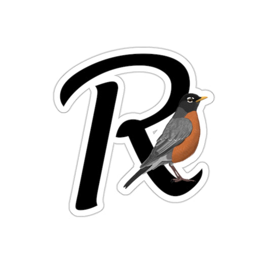 american robin letter r bird sticker