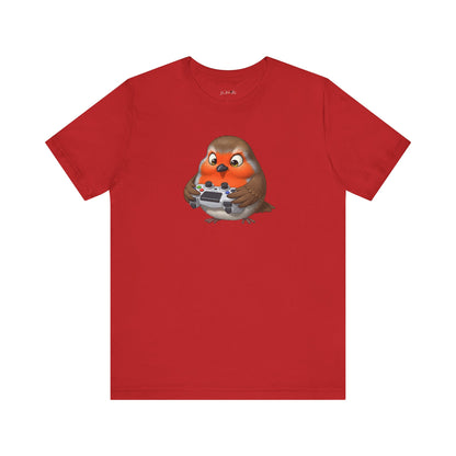 Robin Playing Video Games Funny Gamer and Bird Lover T-Shirt