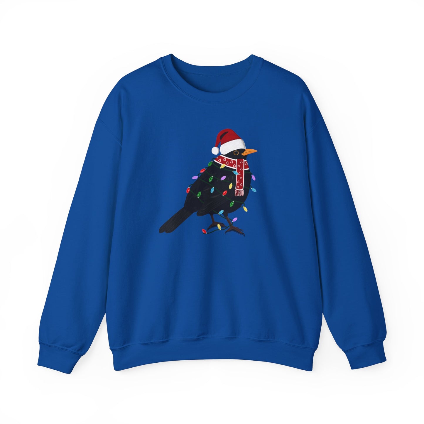 Blackbird with Fairy Lights Santa Claus Christmas Bird Sweatshirt