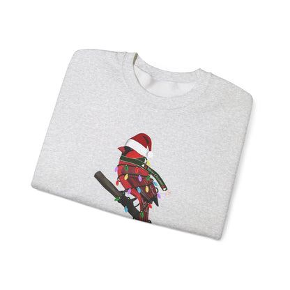 Cardinal with Fairy Lights Santa Claus Christmas Bird Sweatshirt