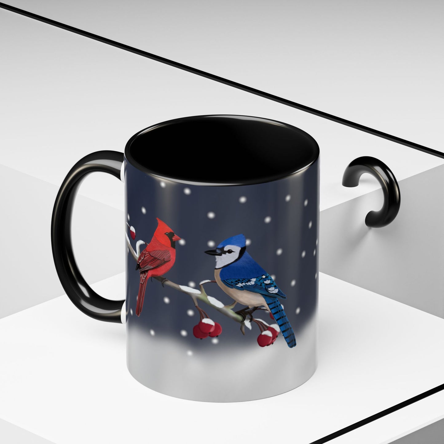 Blue Jay and Cardinal Bird Coffee Mug | Ceramic Christmas Gift for Bird Lovers