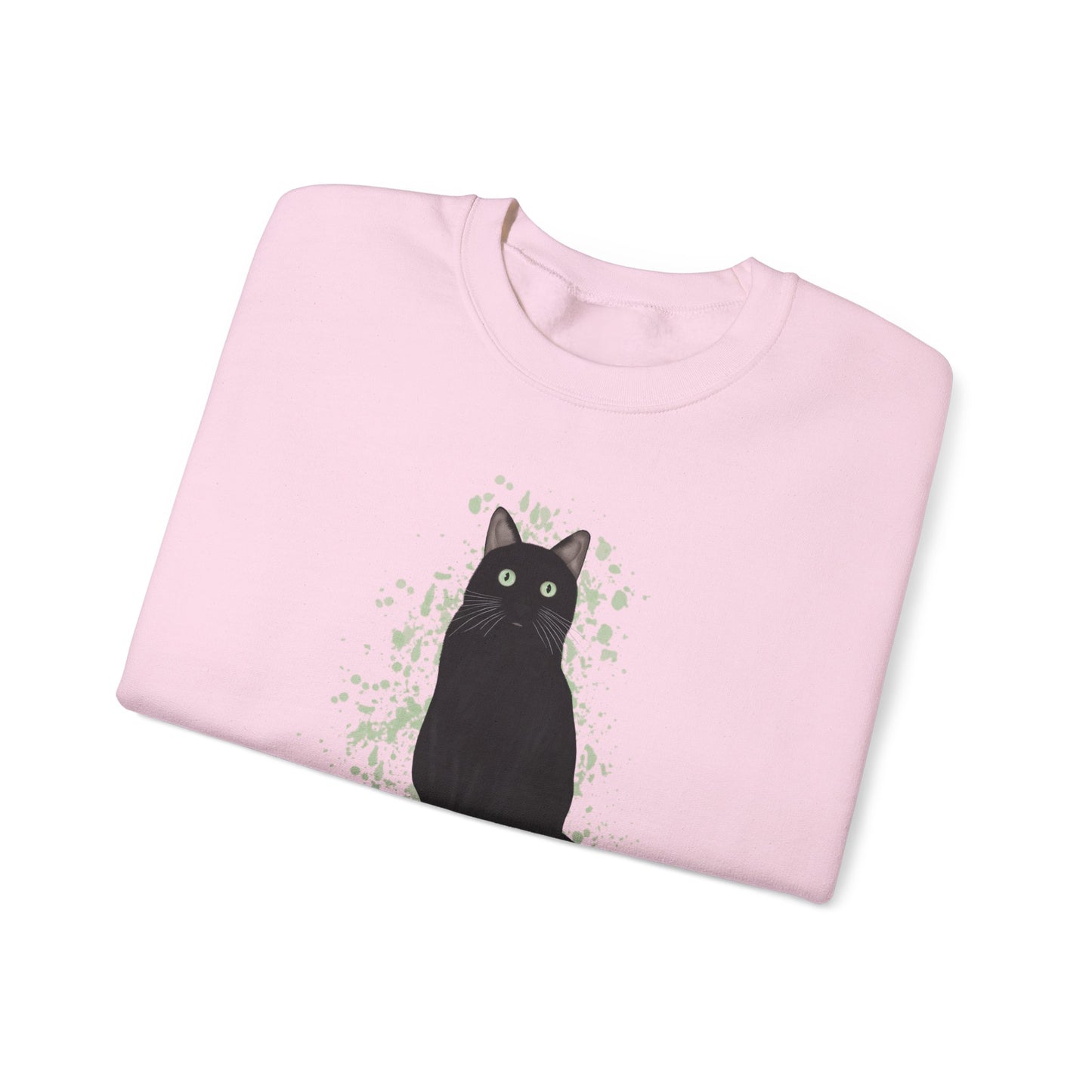 Black Cat with Green Dots Cat Lover Sweatshirt