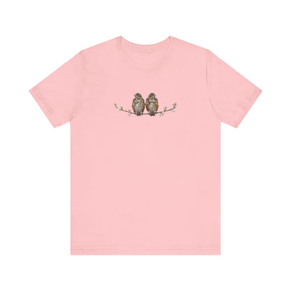American Robin Fledgling T-Shirt | Spring Blossoms Unisex Graphic Tee for Bird Watchers