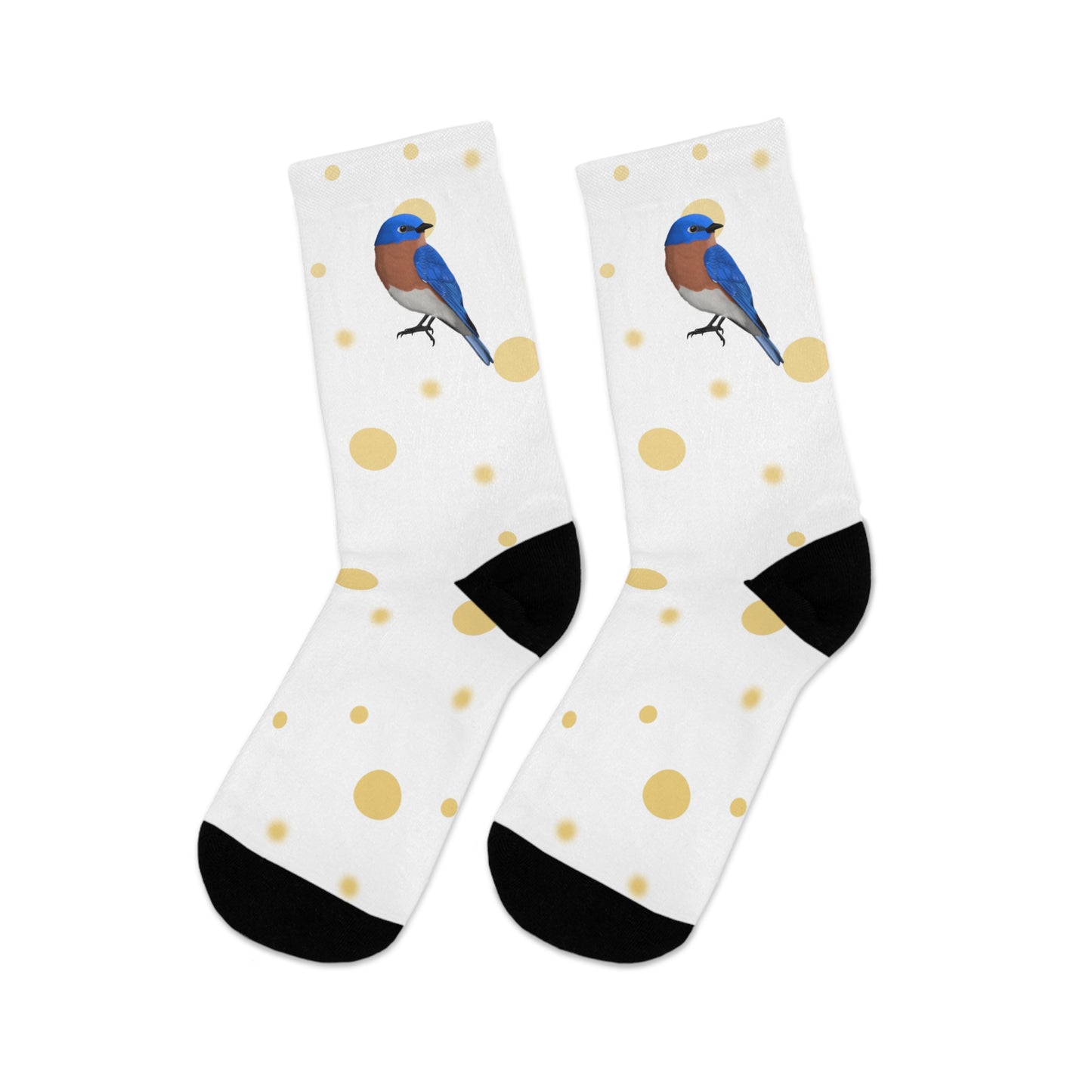 Bluebird with Golden Dots Birding & Birdwatching Bird Socks White