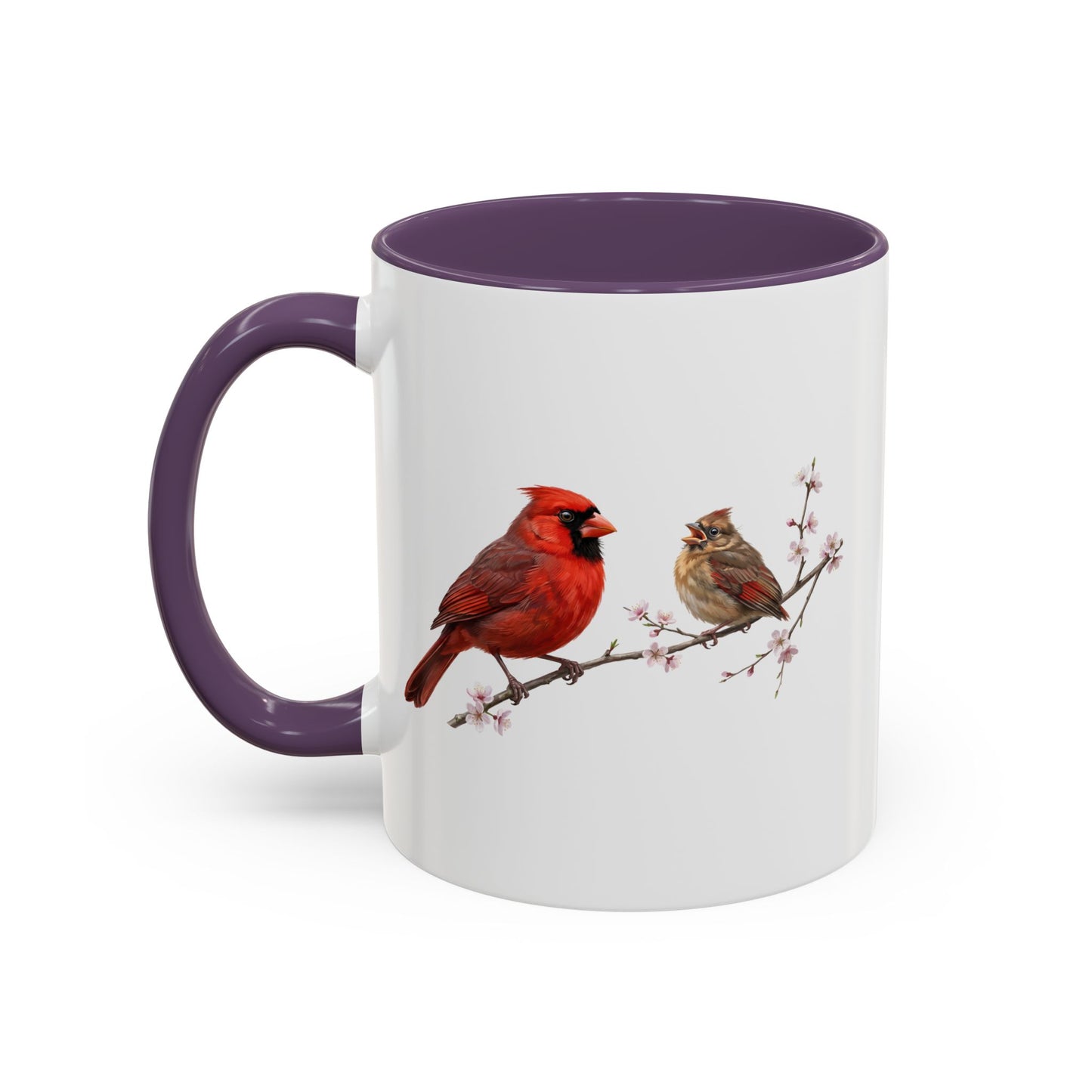 Northern Cardinal & Fledgling Two-Tone Mug | Spring Bird Lover Gift