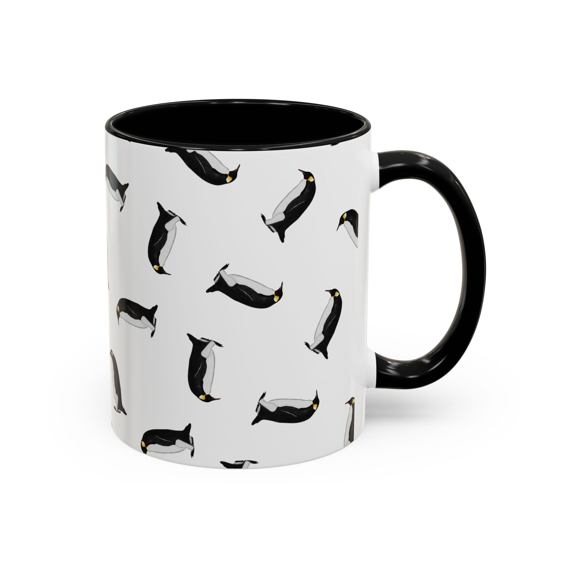 Pinguin Tasse mit Streumuster | Vogelmotiv Kaffeebecher für Vogelbeobachter & Naturfreunde in Yellow