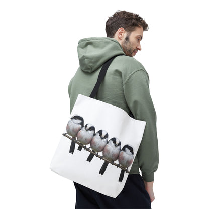 Schwanzmeisen Tragetasche 40x40cm Vogel Tasche Weiß für Vogelbeobachter