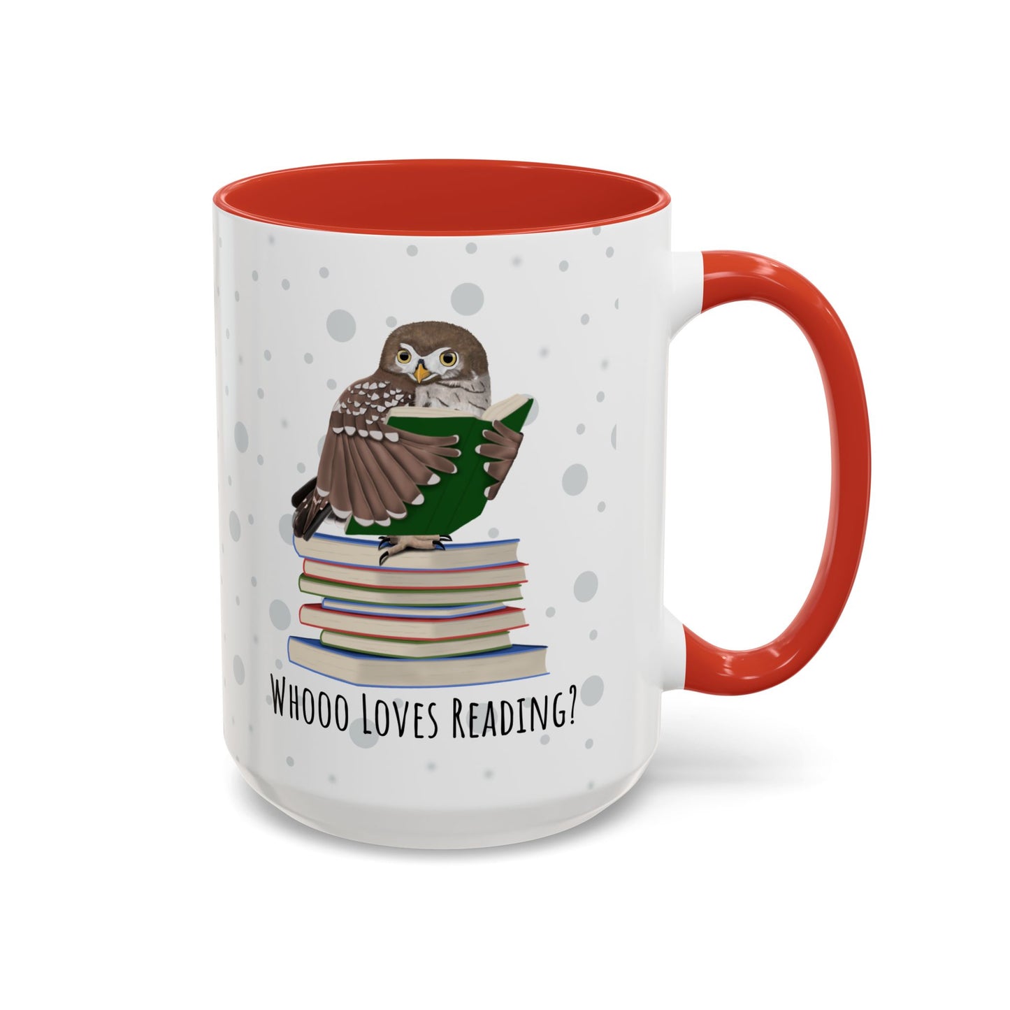 Whooo Loves Reading Owl Teacher Mug – Two-Tone Librarian & Book Lover Cup