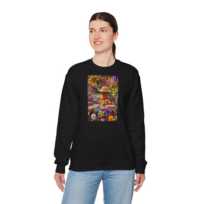 Niedliches Rotkehlchen Sweatshirt beim Blumen gießen | Gemütlicher Garten-Pullover