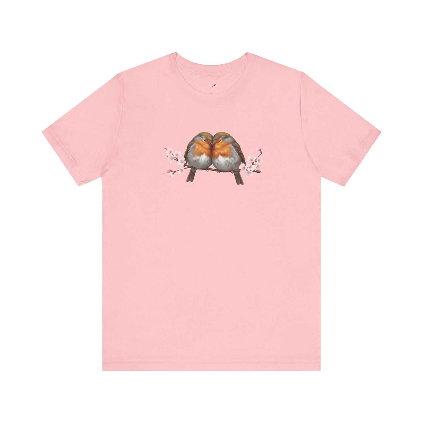 "Lovebirds" Robins T-Shirt – Floral Bird Lover Gift for Valentine's Day