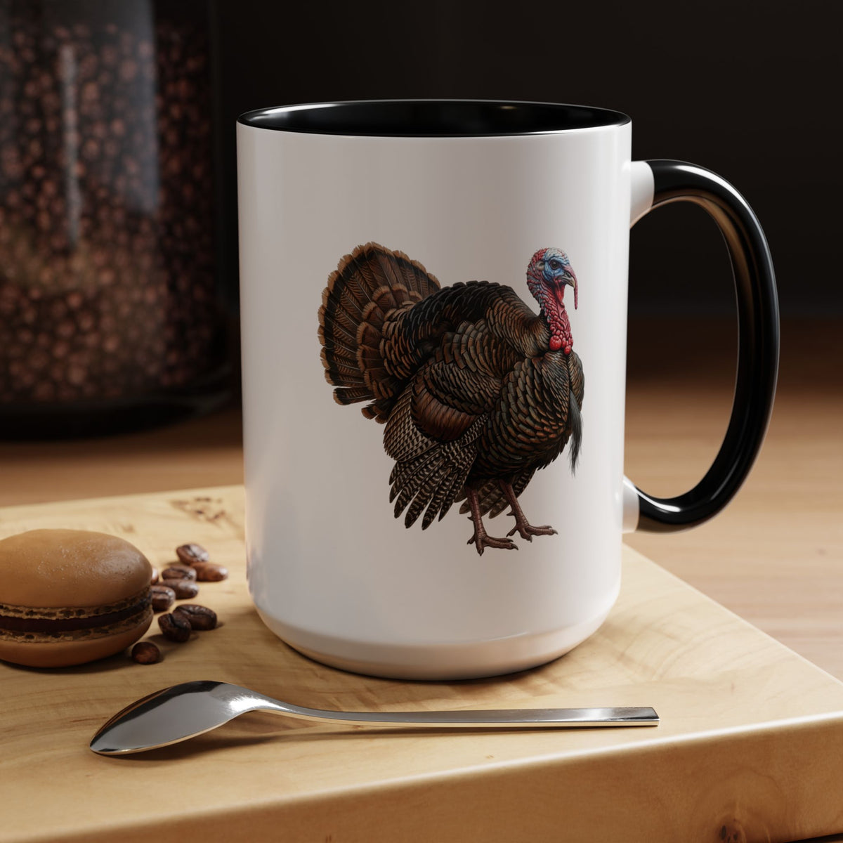 Thanksgiving Turkey Two-Tone Mug | Wild Turkey Bird Art Coffee Cup | Fall Gift