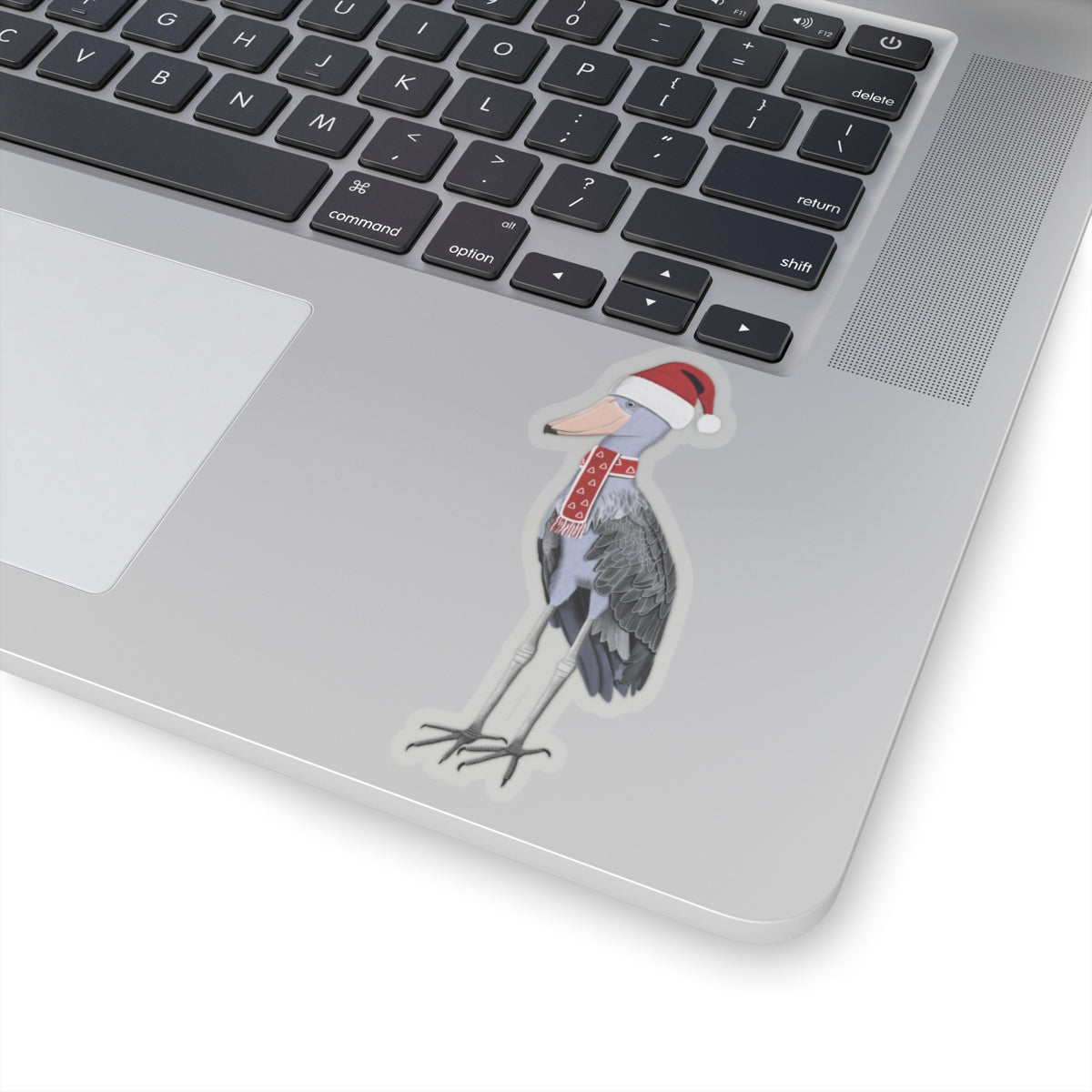 Shoebill with Santa Claus Hat and Scarf Christmas Bird Sticker