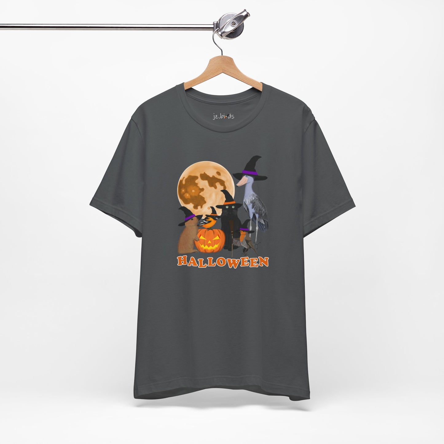 Baltimore Oriole Robin Shoebill with Cat and Bunny Halloween Bird T-Shirt