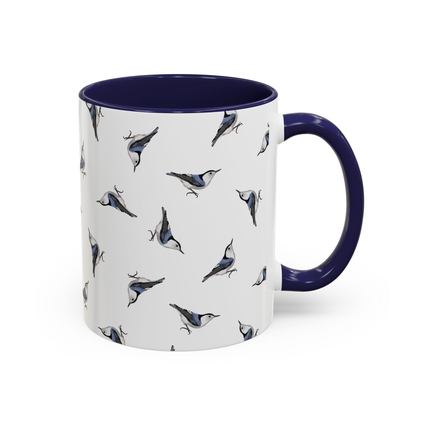 Nuthatch All-Over Pattern Accent Mug | Colorful Bird Lover Gift for Birdwatchers