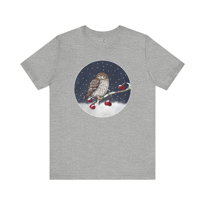 Owl on a Winter Branch Birdwatcher Christmas Bird T-Shirt