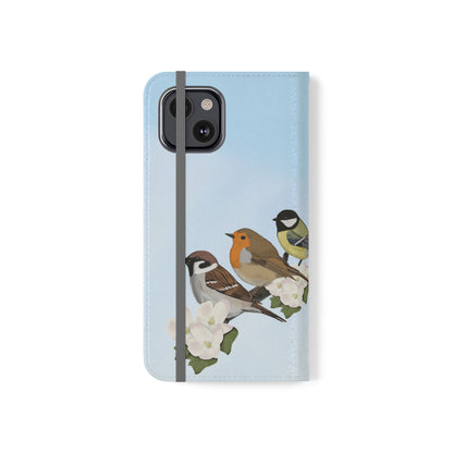 Garden Bird Blackbird Sparrow Chickadee Phone Flip Case