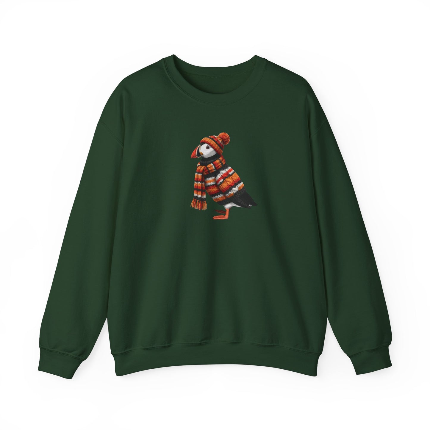 Puffin Winter Sweatshirt | Bird Watcher Crewneck | Unisex Songbirds Wearing Knit Gift for Bird Lovers