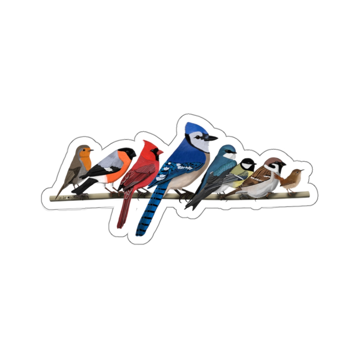 Garden Birds Blue Jay Cardinal Kiss-Cut Sticker