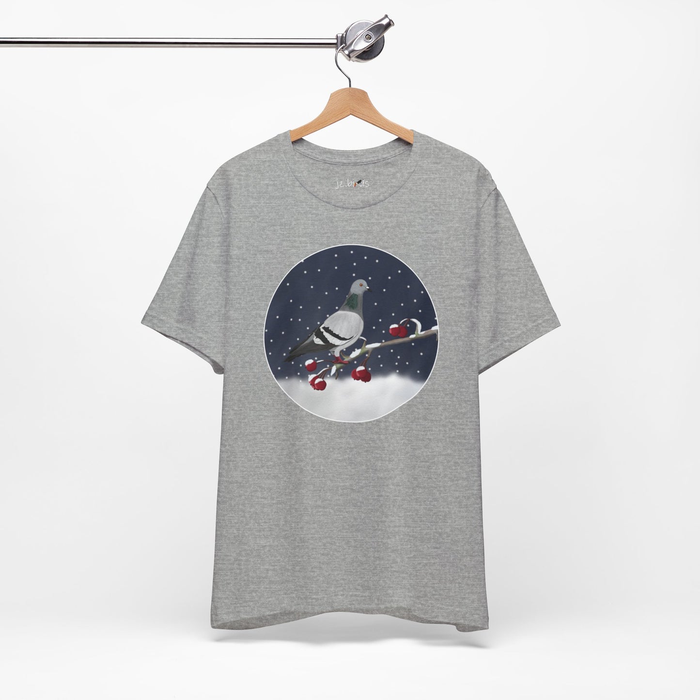 Pigeon on a Winter Branch Birdwatcher Christmas Bird T-Shirt