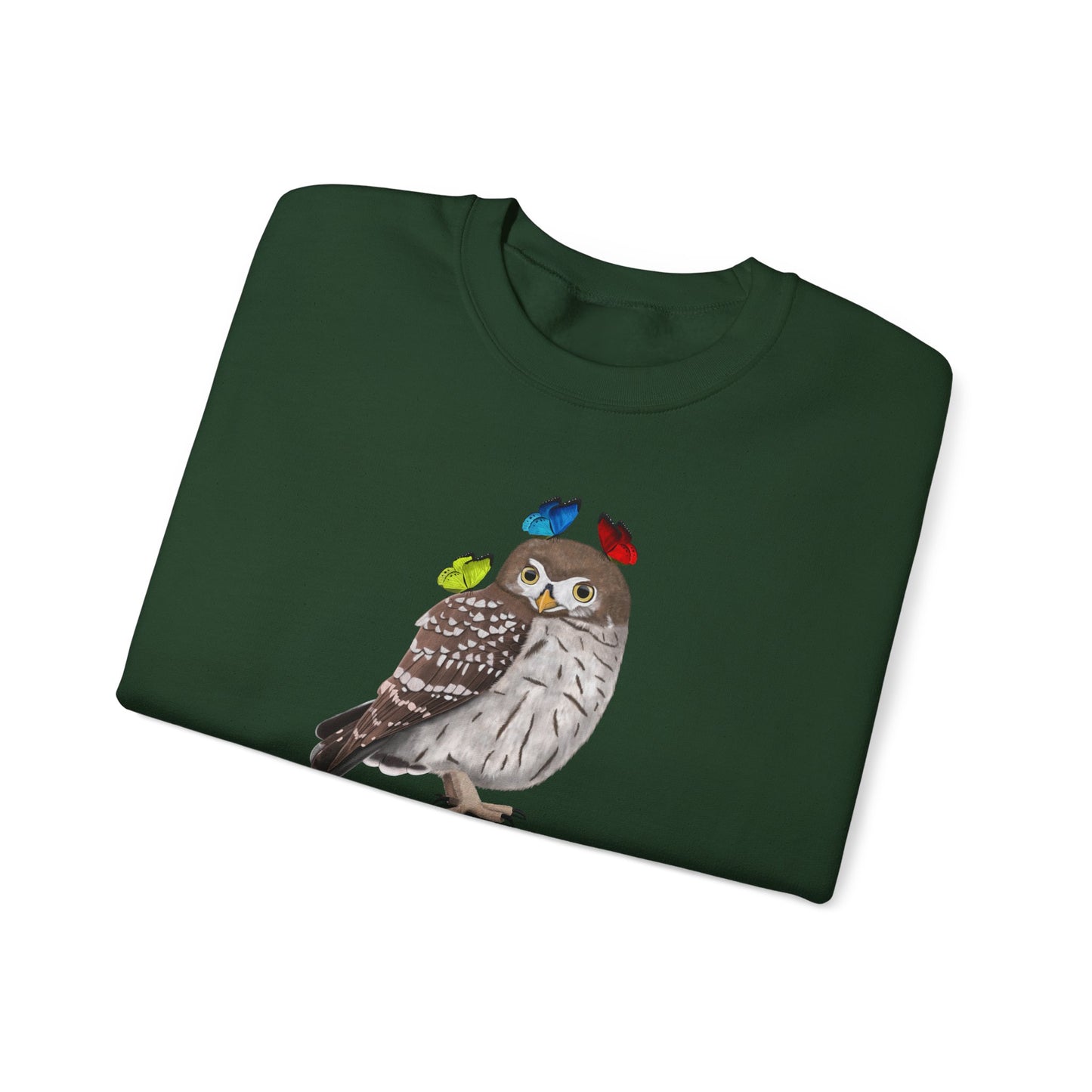 Little Owl with Butterflies Bird Birding & Birdwatching Sweatshirt