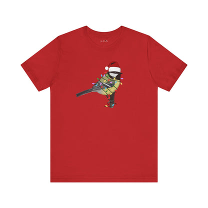 Chickadee with Fairy Lights Christmas Bird T-Shirt