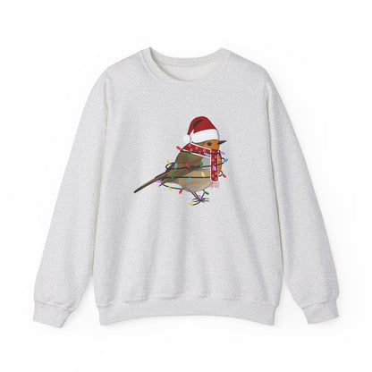 European Robin with Fairy Lights Santa Claus Christmas Bird Sweatshirt